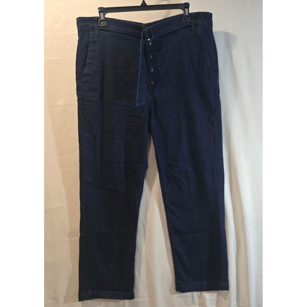 3x1 NYC Dark Wash Denim Belted Button Fly Cropped Pants Size 32 US 12